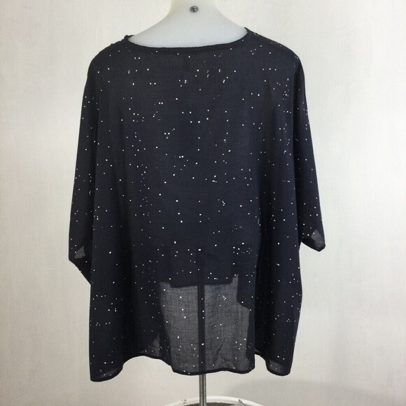 EILEEN FISHER Womens Organic Cotton Voile Splatter Print Box-Top Blue S/M NWT - Picture 10 of 11